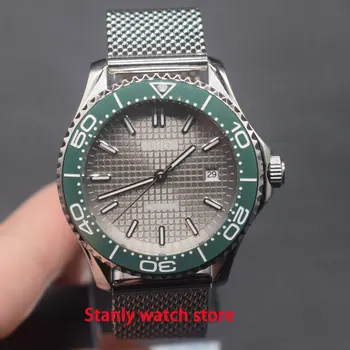 

Sapphire crystal Bliger 41mm grey dial luminous marks green ceramic bezel miyota 8215 automatic movement men's wrist watch