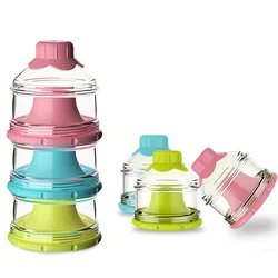 3/4 Layer Large-capacity Portable Baby Food Storage Box Multi-mouth Cereal Cartoon Baby Milk Powder Box Toddler Snack Box