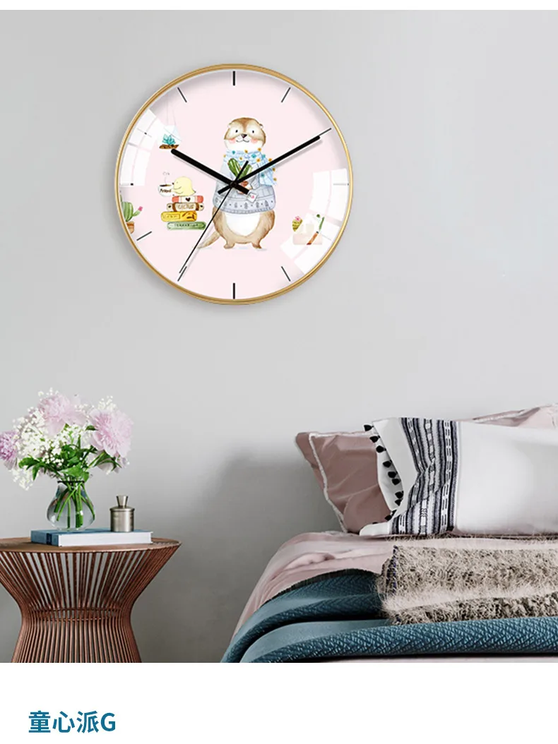 Cartoon Wall Clock Art Design Children Stylish Minimalist Wall Clock Quartz Reloj Pared Grande Bedroom Home Decor SS60WC