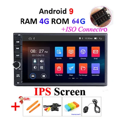 ISO 4G 64G IPS Ips DSP 4G 64G 2 din Android 9,0 автомобильный мультимедийный плеер видео gps навигация головное устройство в тире автомобильный ПК стерео радио без dvd obd2 FM - Цвет: ISO 4G 64G IPS