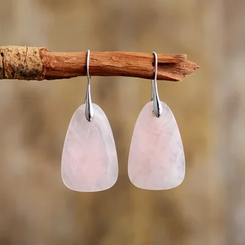 

Natural Stone Earrings for Women Rose Quartzs Fancy Drop Earring Elegant Dangle Earrings Bold Jewelry Dropship Gifts
