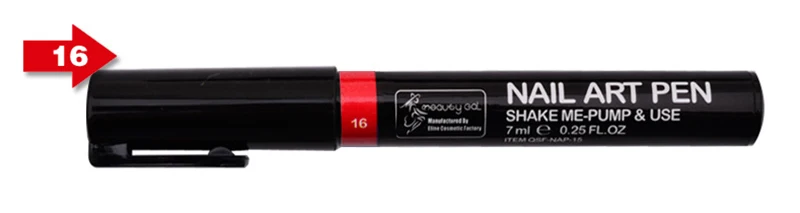 16 цветов украшения для дизайна ногтей 3D окрашенные ручки витражные шариковые ручки кисти для ногтей DIY ручки для дизайна ногтей - Цвет: 16