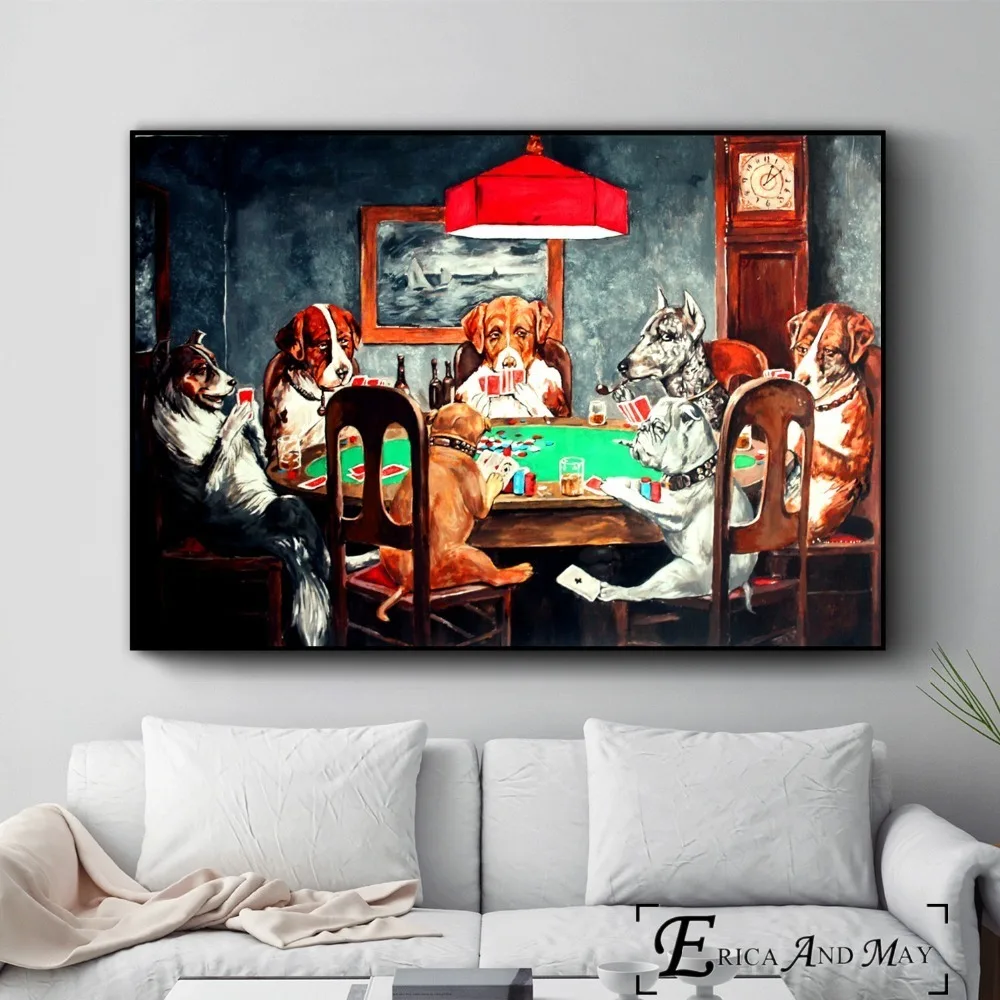 140228 Dogs Playing Poker Decor Wall Print Poster AU 