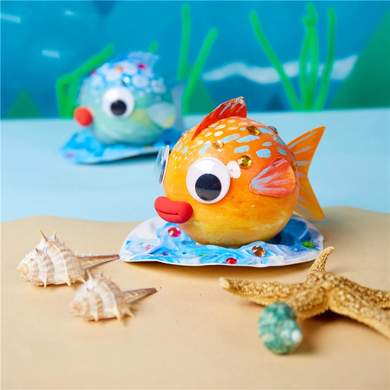 DIY Bubble Fish Drawing Toys For Children Foam Ball Painting Kindergarten Art Kids Craft Educational Toys Decorations Gifts