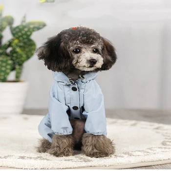 

New Style for Autumn and Winter Dog Clothes Waterproof Mesh Breathable Sweat-Absorbent Light-Reflecting Raincoat