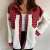 2022 New Fashion Women's Coat Winter Warm Long Sleeve Stitching Plaid Pocket Jacket Femme Autumn Shirts Coats Blouse Cardigans ► Photo 3/6