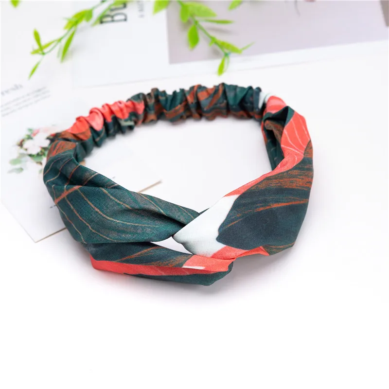 Ha39cff1ced49477fa4d507dfb1d5d0e0J Fashion Cross Knot Headbands Flower Print Elastic Hair Bands Ties Scarf Ribbon Headwear Women Hair Accessories Head Wrap Mallzona