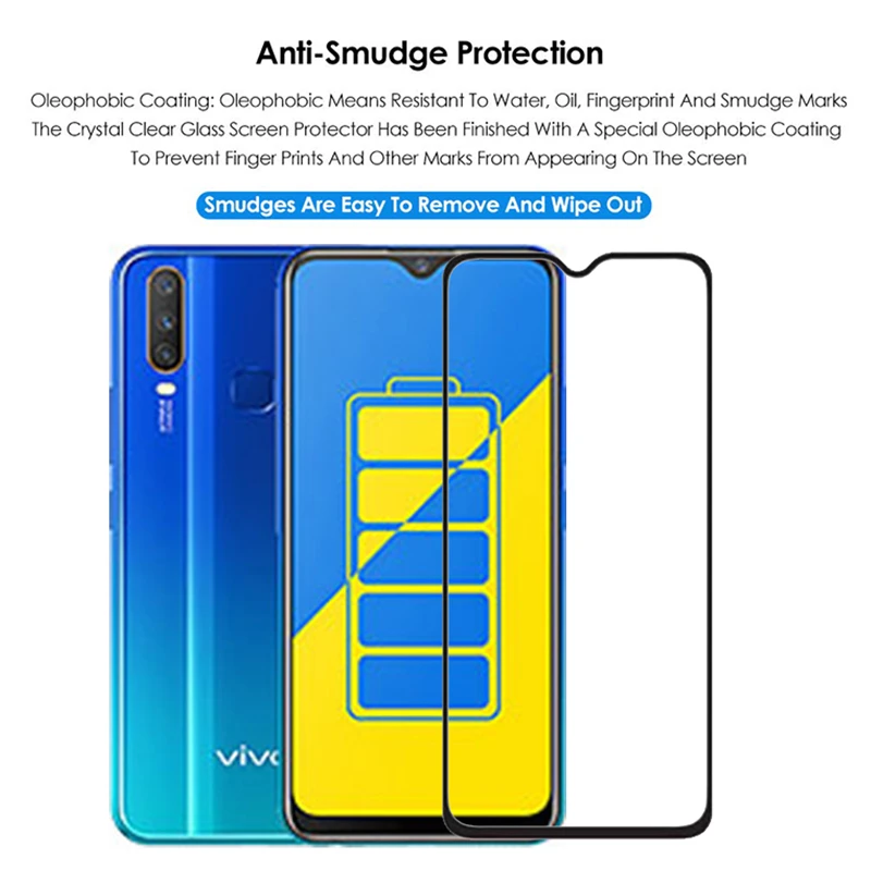 2 шт закаленное стекло для Vivo U3X стекло полное покрытие клей экран протектор для Vivo U3X телефон стекло для Vivo U10 U3X U10 цветная пленка