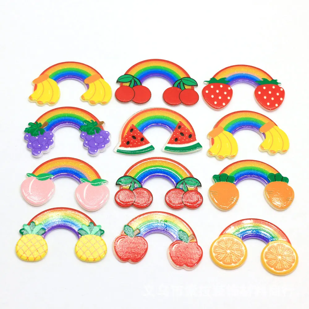 10pcs Mixed Flat back Colorful Rainbow Fruits Resin Cabochons Embellishment For Scrapbooking Phone Hair bow DIY Accessories:2*27*40mm | Дом и