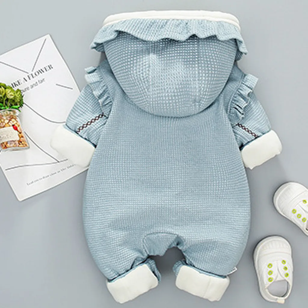 Floral Ruffle Bear Romper Jumpsuit Playsuit Outfits Newborn Infant Baby Girl Boy Coat meisjes kleding Winter rompers newborn