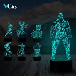 VCity 3D лампа персонаж фильма Drax Gamora Star-Lord сенсорный ночник пульт дистанционного управления детский день рождения подарки домашний стол