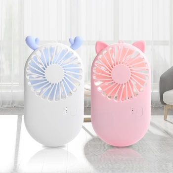 

ELOOLE Cute Portable Mini Fan Candy Color Cute Cat Handheld USB Chargeable Desktop Fan Office Outdoor Home Mini Fan