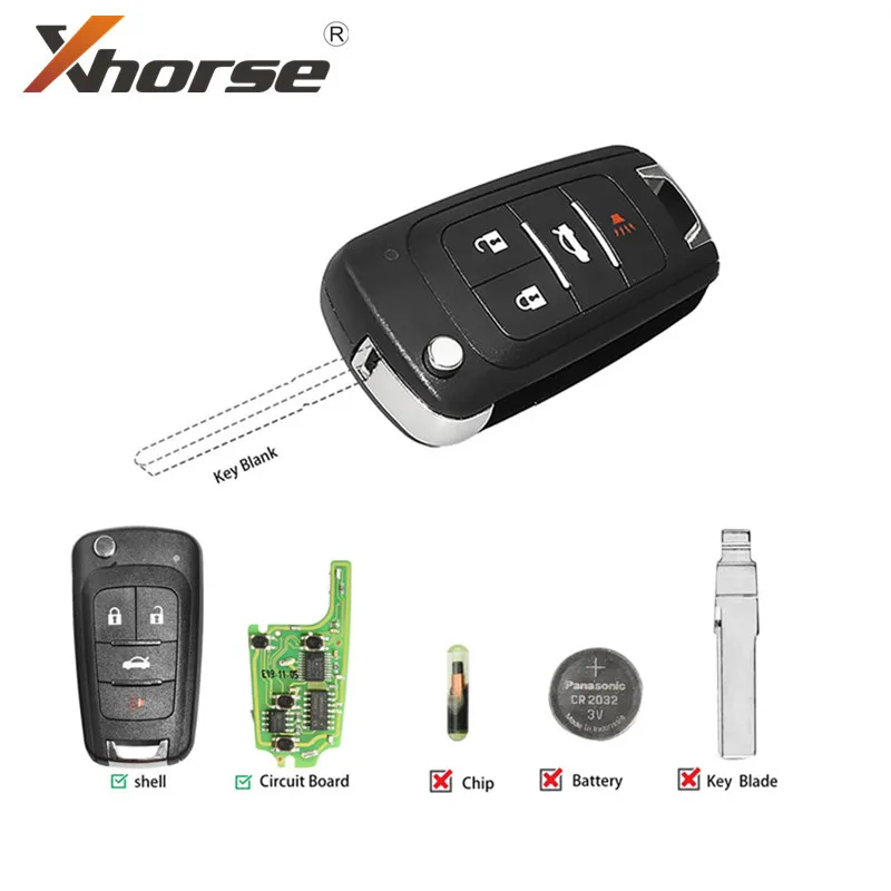 Xhorse беспроводной XNBU01EN VDI для Buick флип ключ универсальный дистанционный 4 кнопки 1
