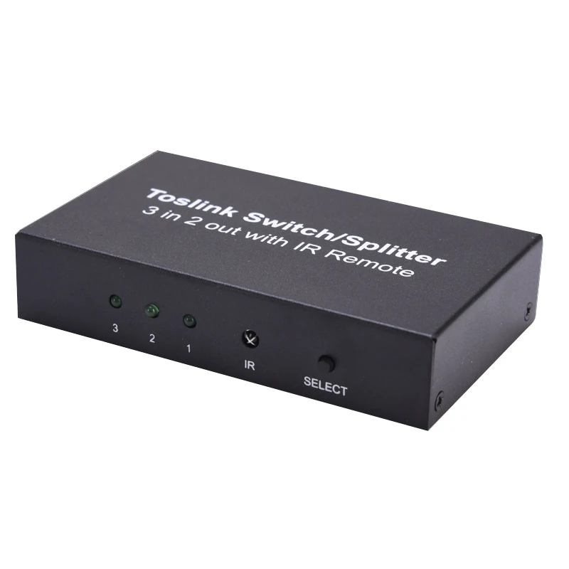 3 in 2 Out Digital Optical Audio Toslink Switch Splitter with IR Remote