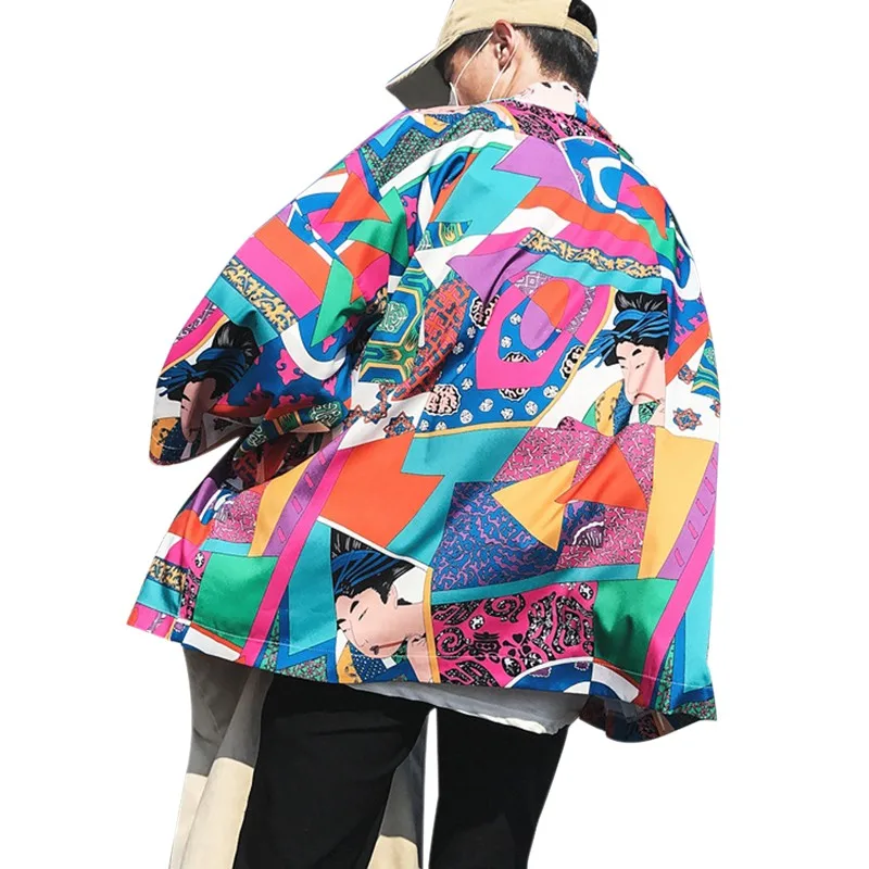 Мужское японское кимоно классическое Новое Стильное модное дизайнерское повседневное пальто-кардиган с короткими рукавами и открытой передней накидкой - Цвет: G
