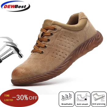 

Leather safety shoes Men's steel toe safety work shoes non-slip soft electric welding boots Construction Protective Footwear