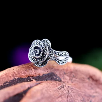 

2019 Rose Anel Feminino Products Manufacturer Direct Sales S925 Sterling Jewelry Thai Classic Women's Rose Ring Loophole Design
