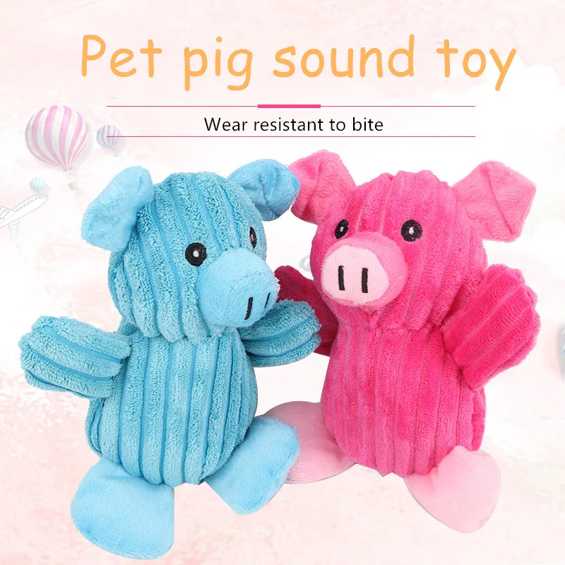 

1pc Plush Dog Toys Squeaky Red Blue Pig Puppy Chew Toy Interactive Cat Toys Pet Dog Sound Toys For Small Medium Dogs