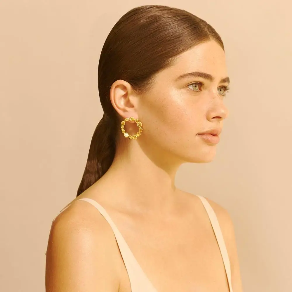 Yhpup, корейский простой дизайн, геометрические серьги-гвоздики, сплав цинка, массивные золотые круглые серьги, женские вечерние ювелирные изделия, подарок