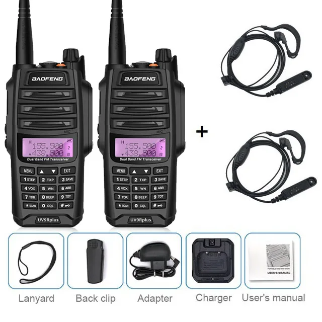 add headsets 2 шт. Baofeng UV-9R PLUS 10 Вт Высокая мощность UHF VHF рация Водонепроницаемый морской CB радиостанции КВ трансивер Woki Toki любитель - Цвет: add headsets