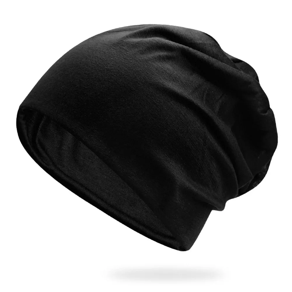 Black New Fashion Summer Women Men Stylish Beanie Hat Autumn Male Thin Soft Solid Color Stretch Cap Gorra Hombre 16 - Color: Black