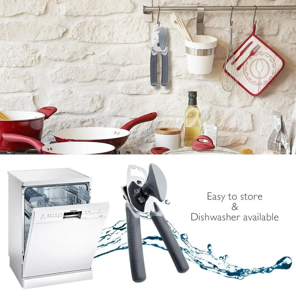 Can Opener Manual,Heavy Duty Can Openers,Can Opener Smooth Edge with Sharp Stainless Steel Blade, Comfortable Ergonomic Handle