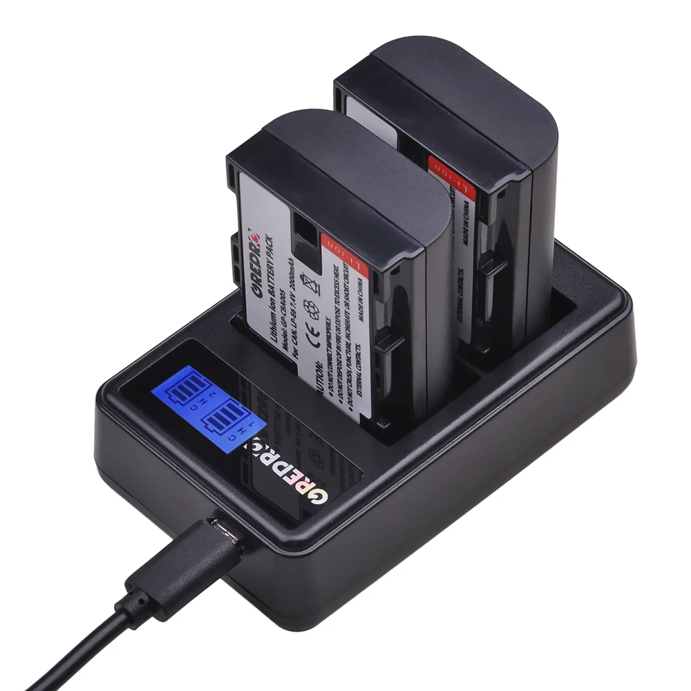 GREPRO LP-E6 LP-E6N LP E6 LPE6 батарея AKKU+ lcd USB двойное зарядное устройство для EOS 5D Mark II 2 III 3 6D 7D 60D 60Da 70D 80D DSLR EOS 5DS