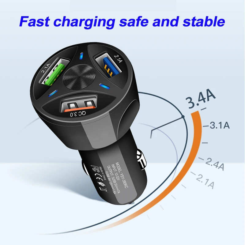 3 USB быстрая зарядка QC 3,0 USB Автомобильное зарядное устройство для iPhone X samsung S10 Xiaomi автомобильное зарядное устройство Быстрая QC 3,0 QC 4,0 зарядное устройство для мобильного телефона U