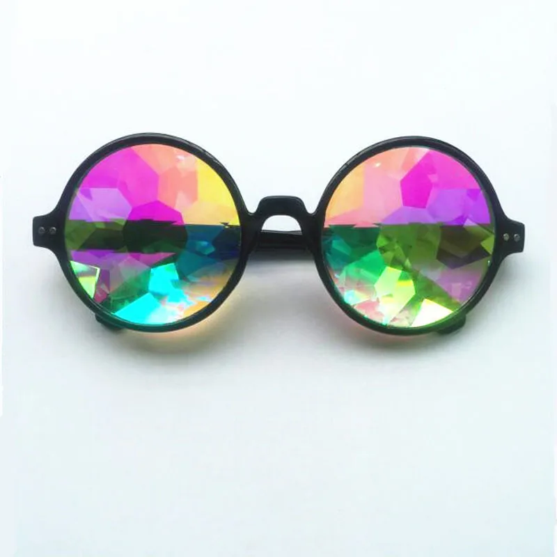 MuseLife круглый Калейдоскоп очки Rave фестиваль для мужчин и женщин брендовая дизайнерская голографическая калейдоскоп солнцезащитные очки ретро - Цвет линз: 1-Black