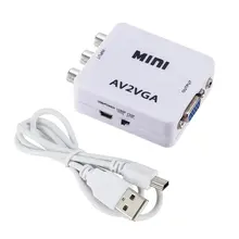 Mini conversor de vídeo hd av2vga com 3.5mm conversor de áudio av vga conversor para computador tv hd computador para tv