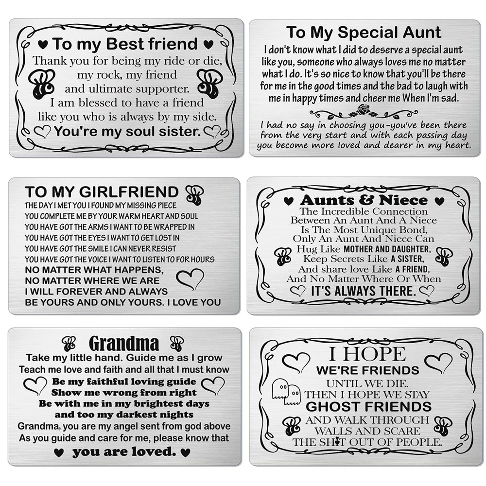 Stainless Steel Wallet Card Postcard Family TO MY GRANDSON GRANDDAUGHTER  Friend SISTER Niece Aunt Couple Christmas Gift trendy|Key Chains| -  AliExpress
