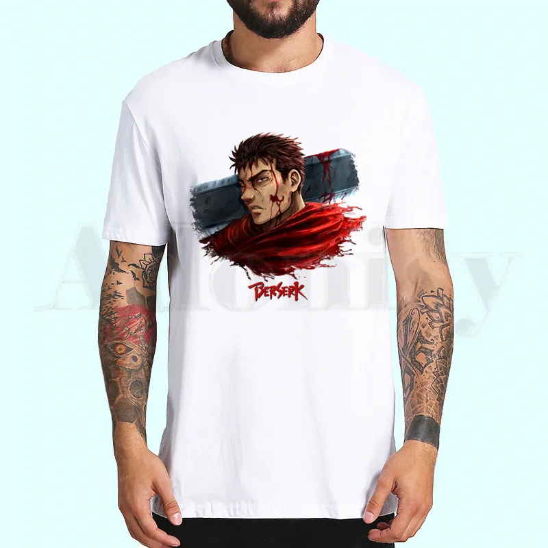 Berserk аниме, Новейшая модная мужская футболка, летняя модная футболка, Повседневная белая футболка с забавным рисунком, хип-хоп топы, футболки - Цвет: F