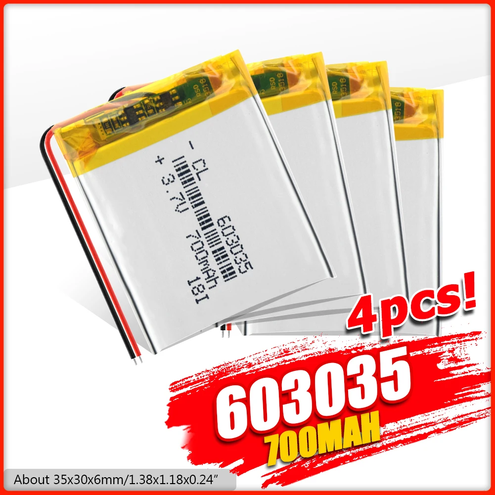 3 7 V 700mAh 603035 Lipo батарея Li Po полимерная ячейка литий иионная для игрушек MP3 MP4 gps