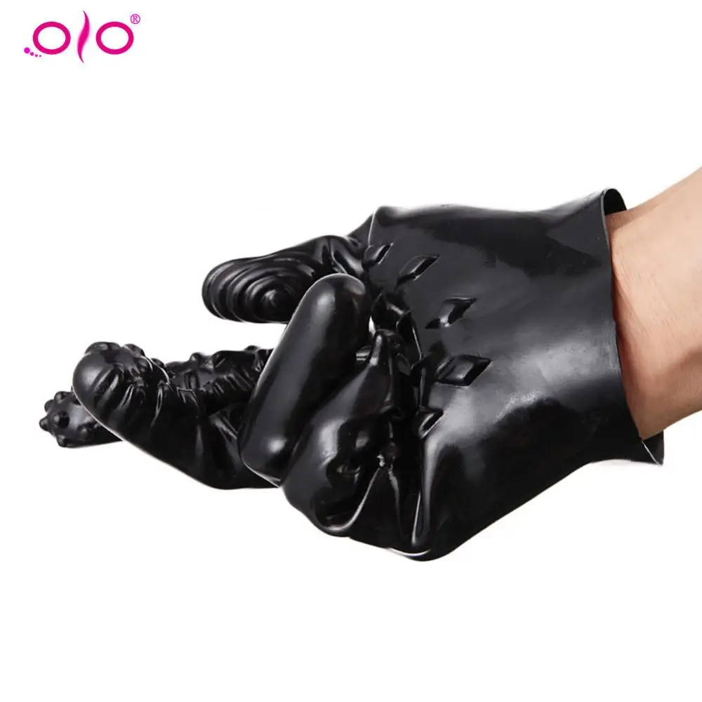 OLO Silicone Strapon Finger Spiked Gloves Sex Toys for Adults Wo