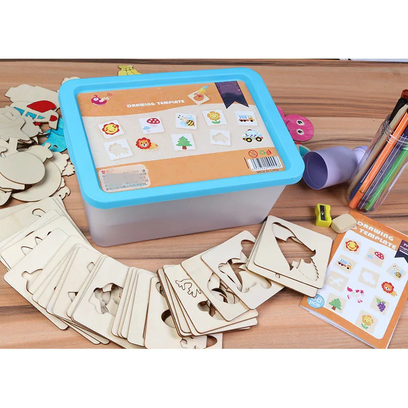 

112pcs Coloring Book Paint Learning Coloring Board drawing board School Paint Board Tools Educational Wooden Drawing toy