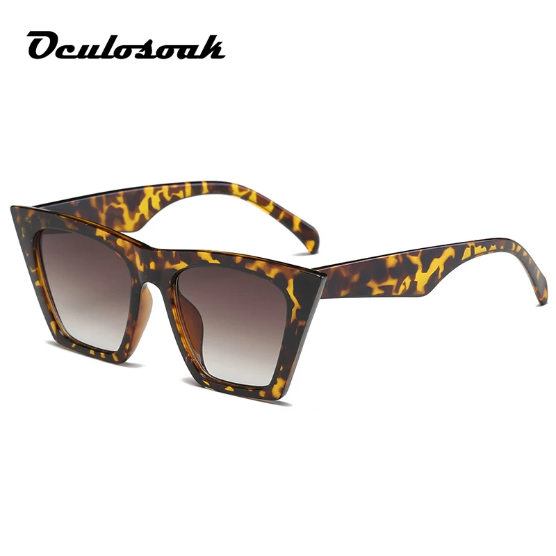 Мода Ким солнечные очки в стиле Кардашьян леди плоский верх очки Lunette Femme женские роскошные брендовые солнцезащитные очки для женщин с заклепками Защита от солнца Glasse UV400 - Цвет линз: Leopard