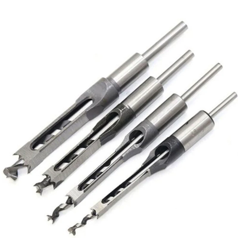 

4pcs Woodworking Square Hole Drill Bit Wood Mortise Mortising Chisel Kit