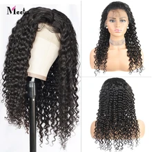 Meetu волосы 4X4 парик шнурка бразильский глубокая волна человеческих волос парики предварительно сорвал с волосами младенца 8-26 дюймов парики Реми 180% Плотность