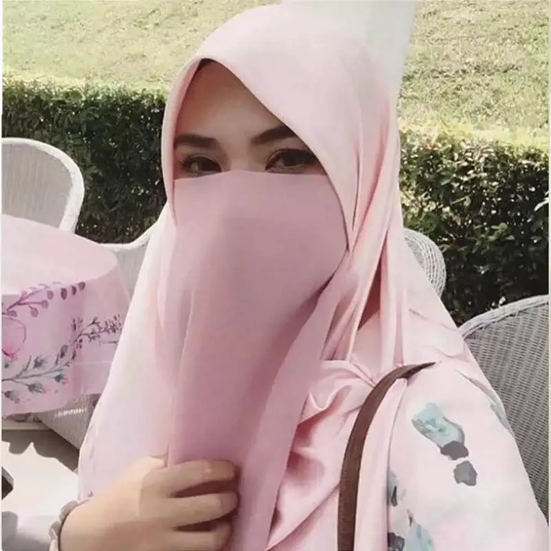 Single Layer Niqab Nikab Hijab Veil Ramadon Islamic Muslim Dubai Women Burqa Scarf Arab Prayer Shawl Headband Abaya Jilbab