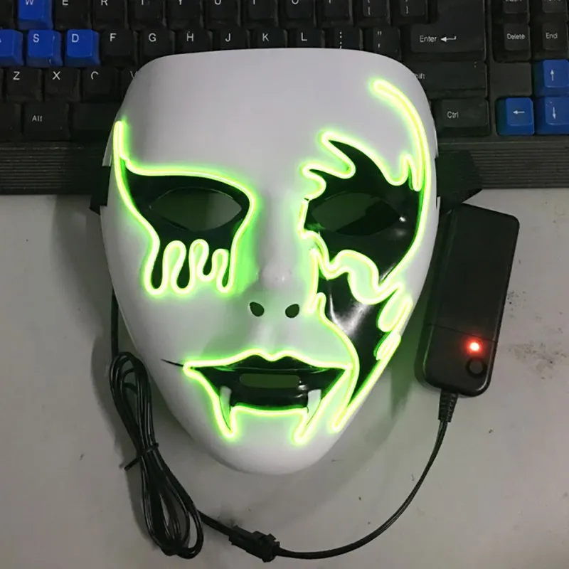 

Halloween EL Light Up Mask Halloween Party Mask Mask Horror Glow In Dark Masque Neon Masks Cosplay Props Halloween Dress Up