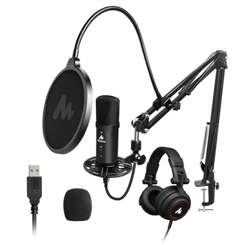 

MAONO AU-PM401H USB Microphone with Studio Headphone Set 192kHz/24 bit Vocal Condenser Cardioid Podcast Mike for Mac and Windows