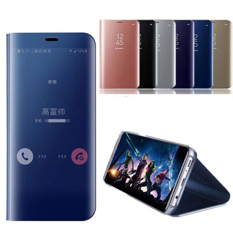 Умный зеркальный флип чехол для Samsung Galaxy A7 A8 A6 A9 J4 J6 Plus 2018 A5 A3 J2 J3 J5 J7 2017 2016 Prime
