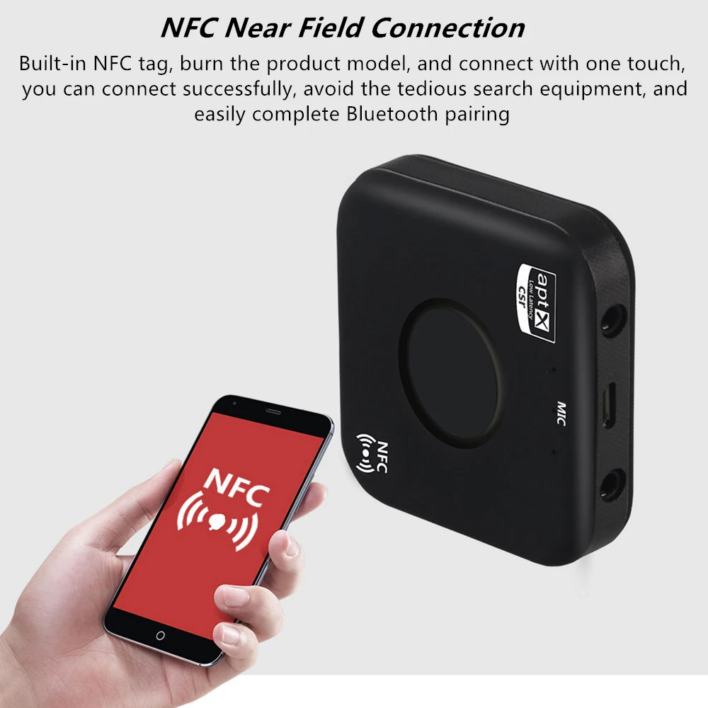 NFC Bluetooth приемник APTX 3,5 мм разъем AUX RCA беспроводной адаптер для автомобиля стерео Громкая связь вызова и Bluetooth микрофон аудио