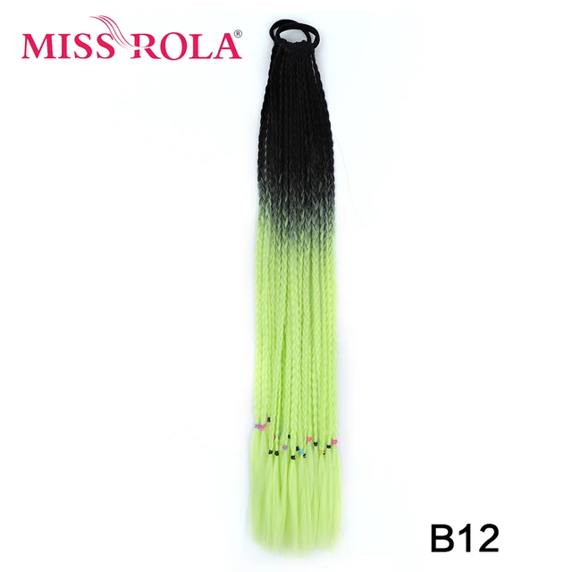 Synthetic Chignon Hair 60cm Hair Color Gradient Dirty Braided Ponytail Women Elastic Hair Rubber Band Hair Accessories Headband B12