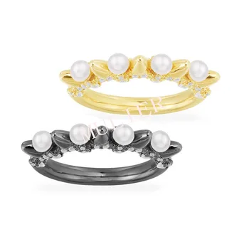 

MULIE 2020 Fashion Punk Design Ring With Shiny Zircon Studs Black Gun Color Pin Stacking Design For Women Wedding Party Jewelry