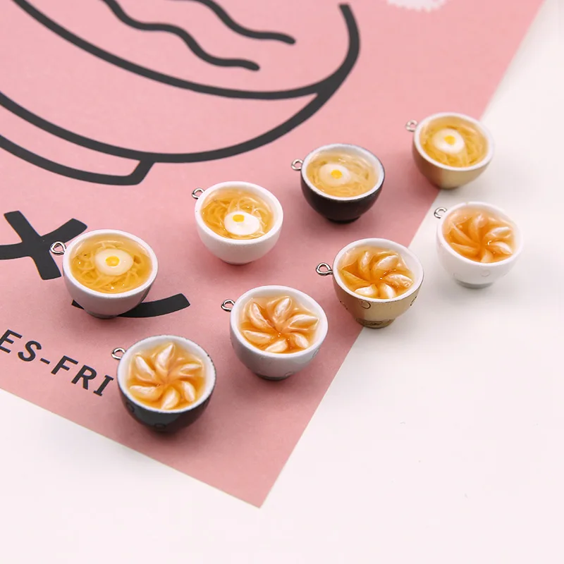 

2pcs korean style girl cute earrings for women fashion life fun egg noodles dumplings bowl resin pendant diy jewelry accessories
