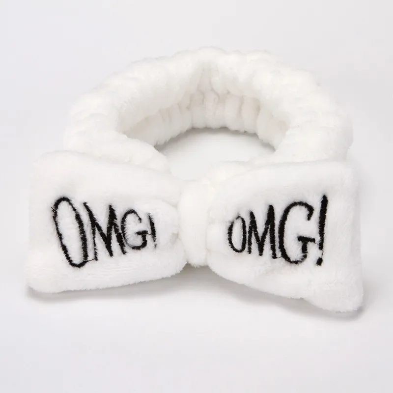 Письмо "OMG" коралловый флис мягкий бант повязки для женщин девочек милый держатель волос повязки для волос аксессуары для волос - Цвет: W