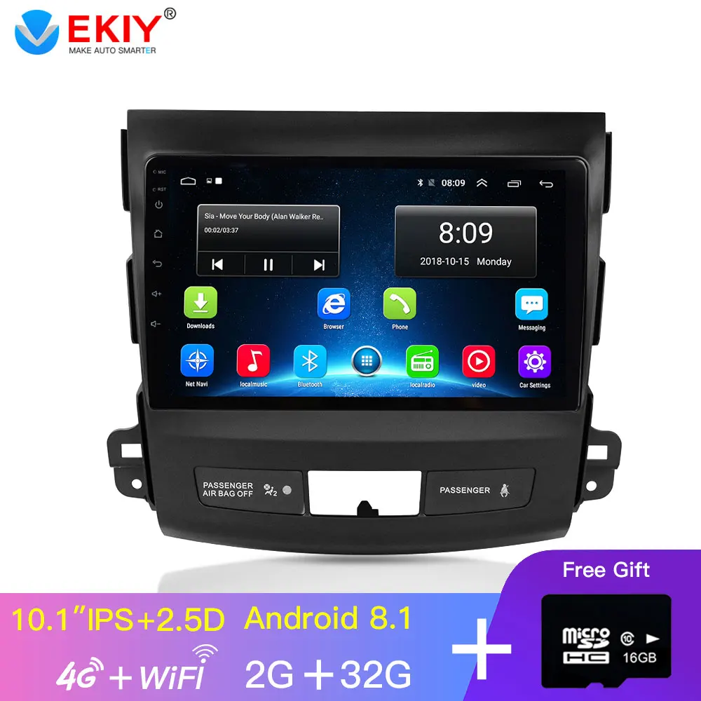 Автомобильный мультимедийный плеер EKIY 9 ''ips 2.5D Android Dvd Gps для Mitsubishi Outlander