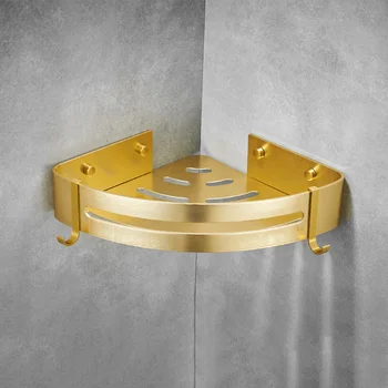 

Kitchen Bathroom Shower Shelf Universal Large Capacity 90 Degree Space Saving Wall Mounted No Drilling Corner Storage Holder