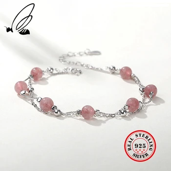 

925 Sterling Silver Bracelets For Women Platinum Plated Gemstone Aquamarine Bead Pulseras Plata De Ley 925 Mujer Fashion Jewelry